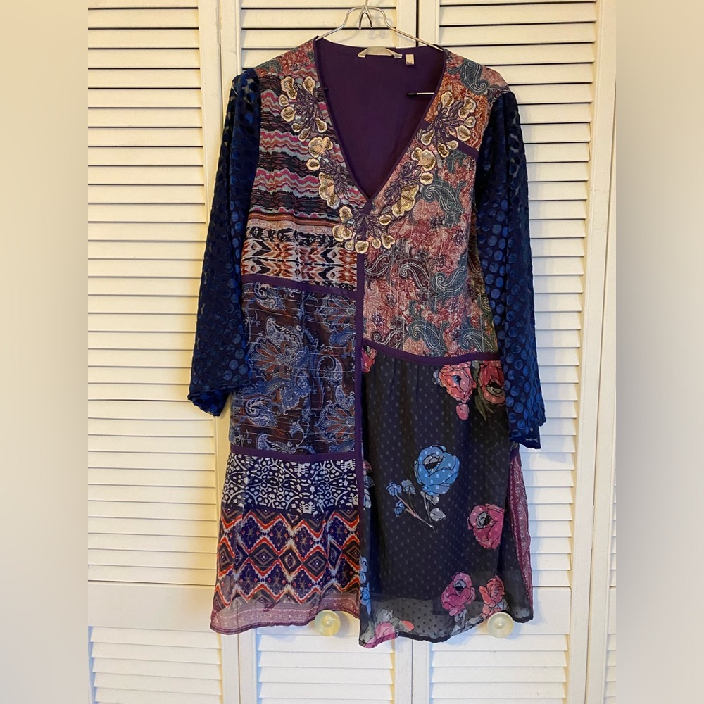 Soft Surroundings Beaded Patchwork Tunic Top Medi… - image 1